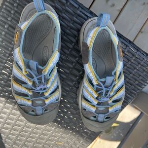 Keen Blue and Yellow Sandals for Active Comfort, EUC